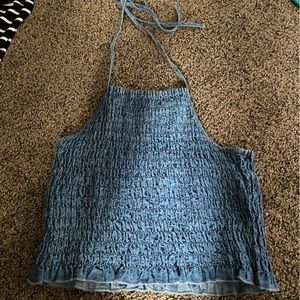 Jean like open back crop top